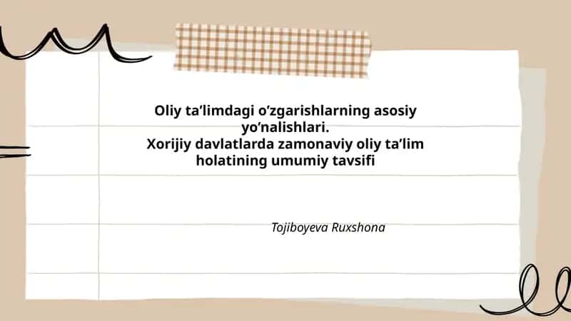Oliy Ta'limdagi O'zgarishlarning Asosiy Yo'nalishlari
