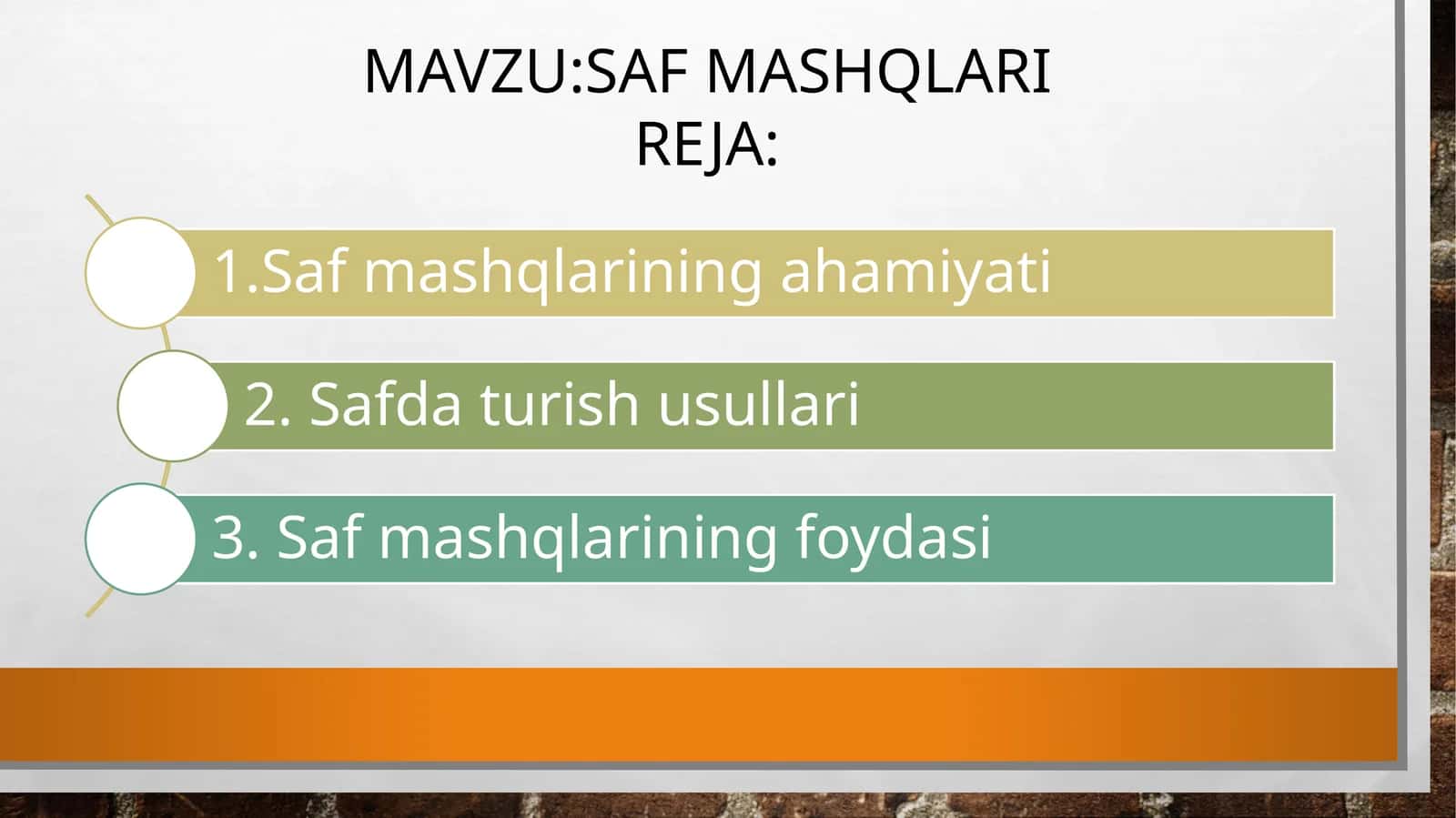 SAF MASHQLARI