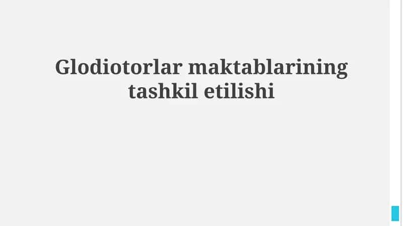 Gladiator maktablarining tashkil etilishi