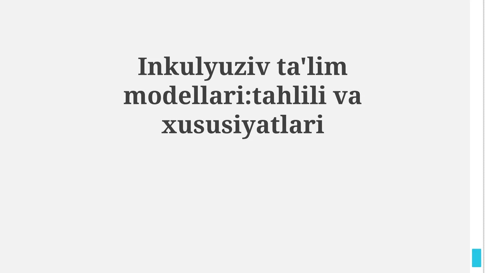 Inkulyuziv ta'lim modellari:tahlili va xususiyatlari