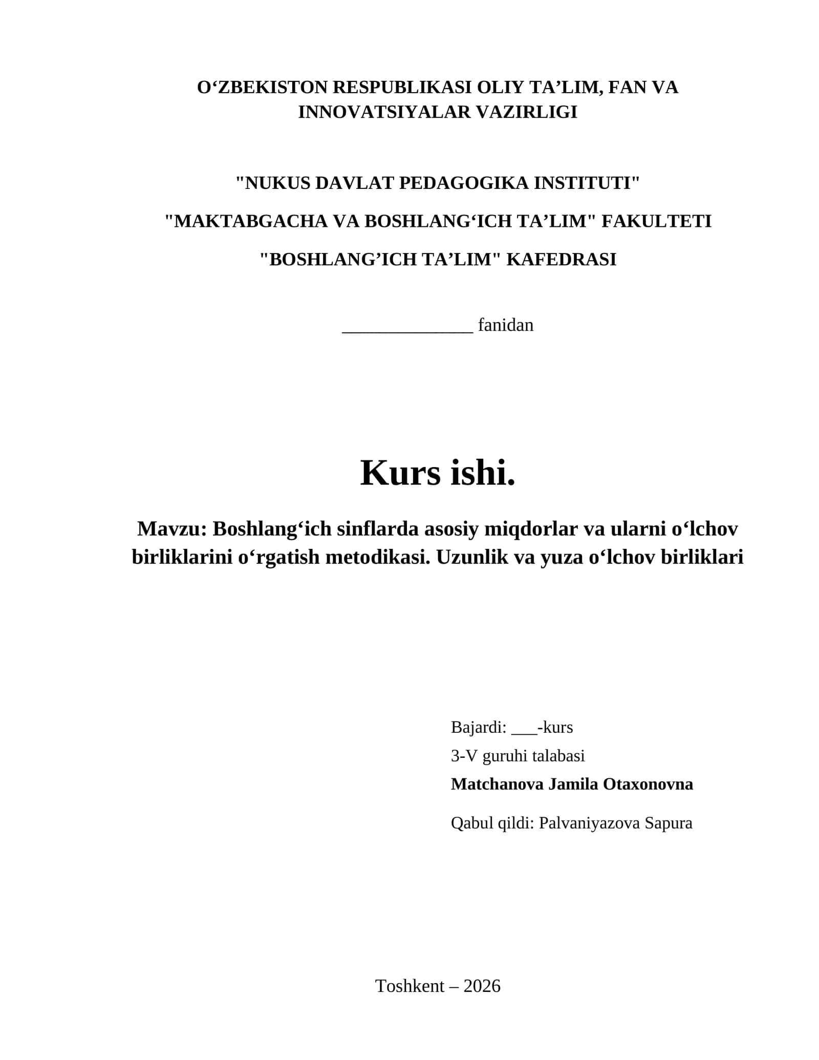 Boshlangʻich sinflarda asosiy miqdorlar va ularni oʻlchov birliklarini oʻrgatish metodikasi. Uzunlik va yuza oʻlchov birliklari
