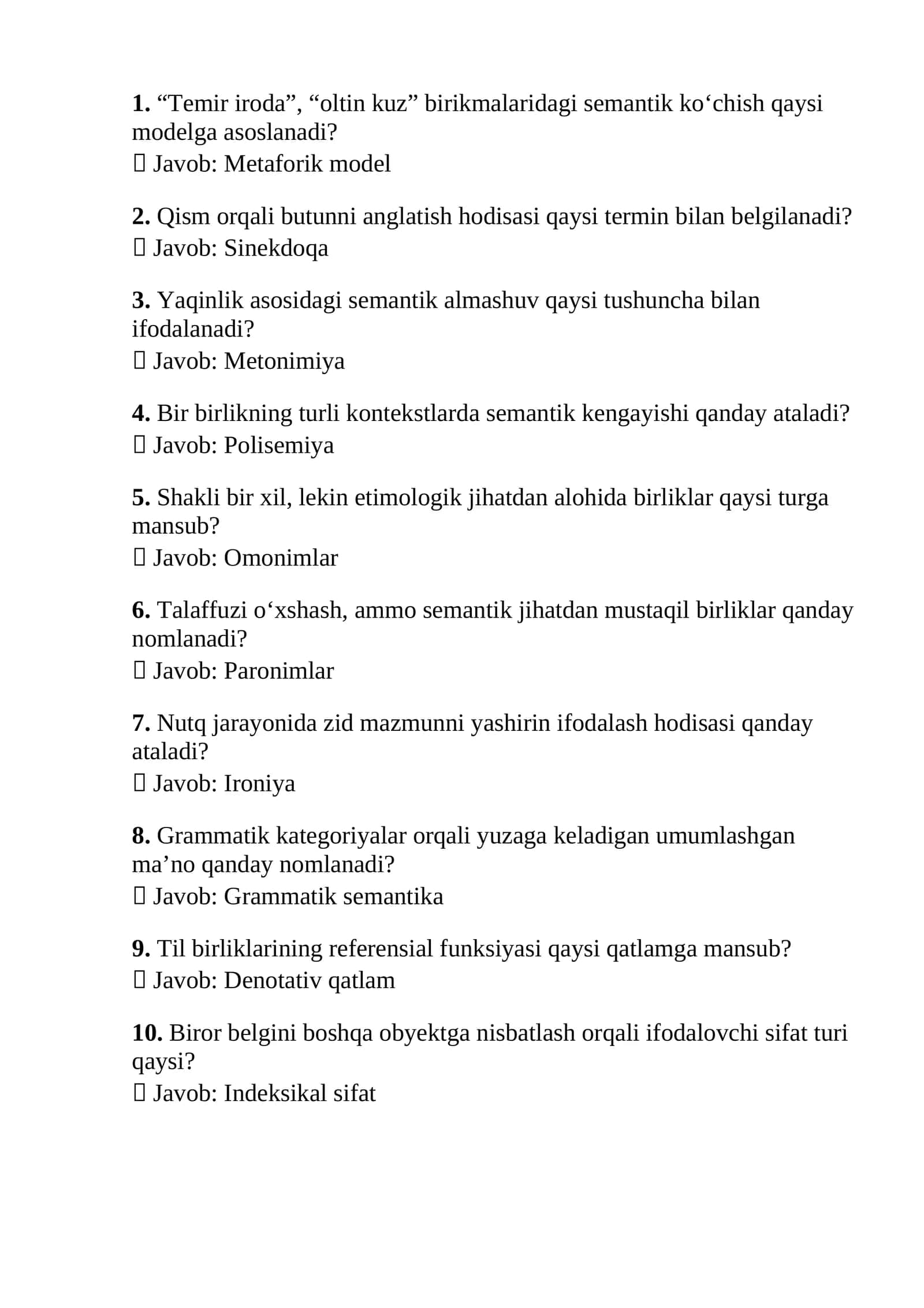 Metonimiya va metonimiya turlari