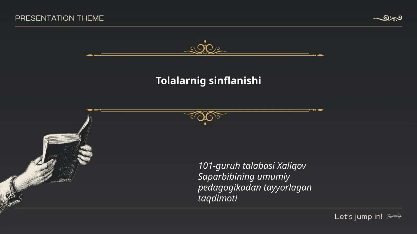 Tolalarnig sinflanishi