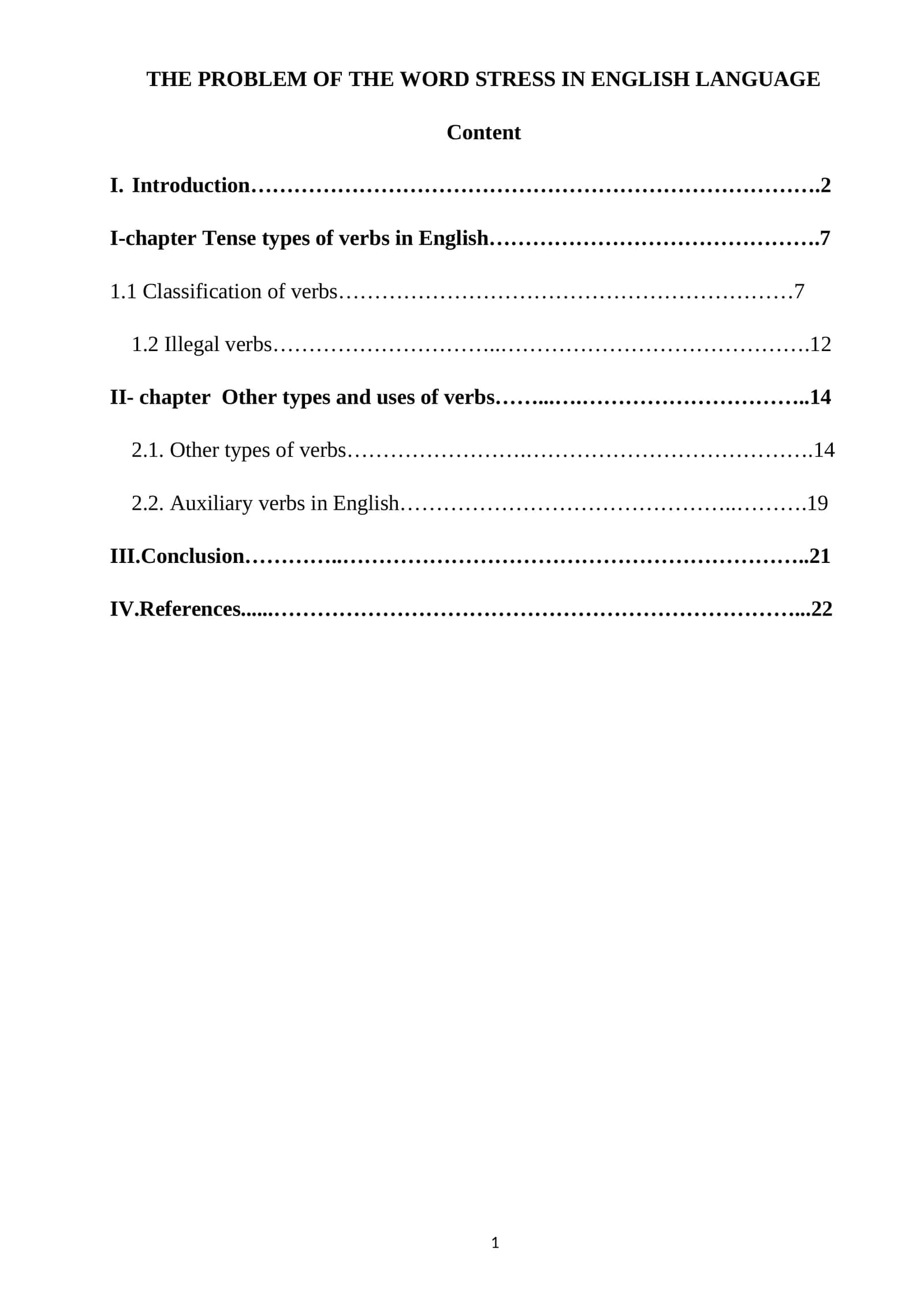 THE PROBLEM OF THE WORD STRESS IN ENGLISH LANGUAGE