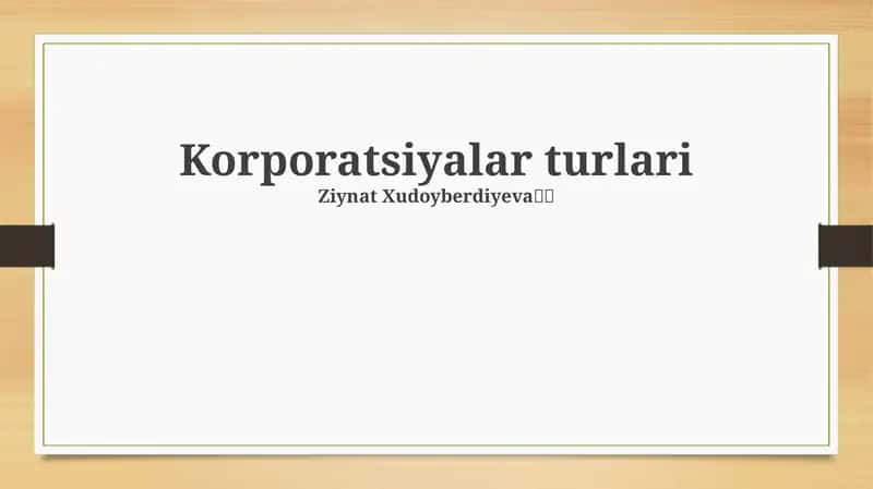 Korporatsiyalar turlari