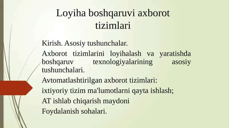 Loyiha boshqaruvi axborot tizimlari