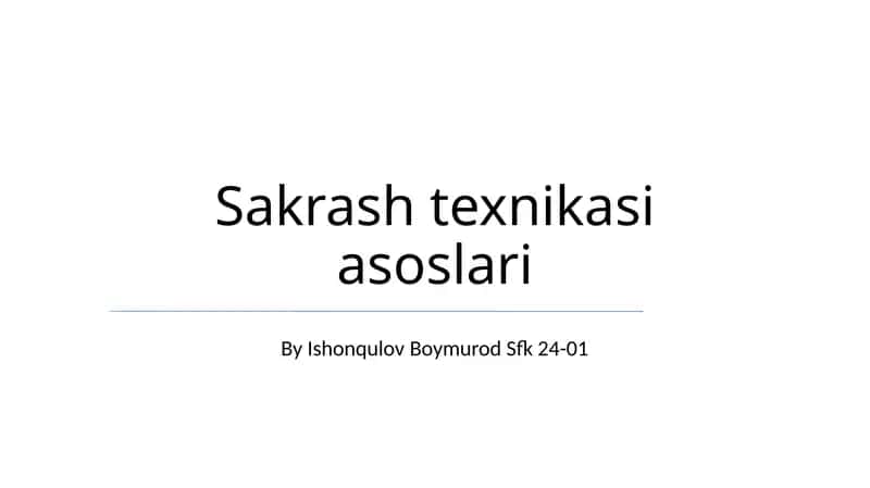 Sakrash texnikasi asoslari