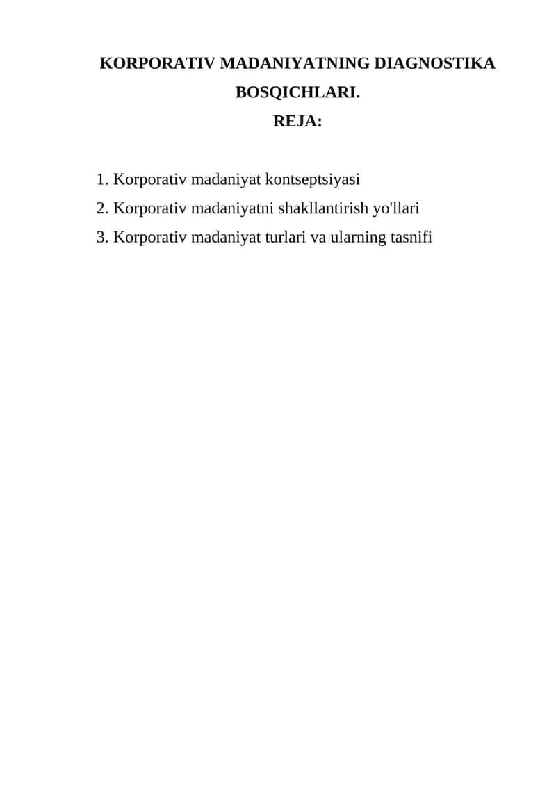 CORPORATE CULTURE DIAGNOSTICS METHODS