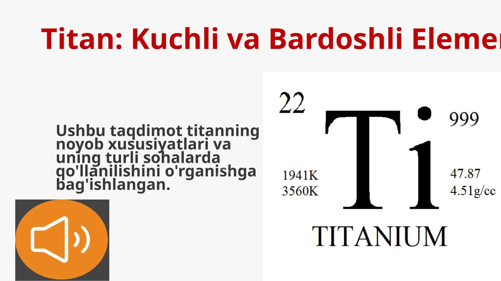 Titan: Kuchli va Bardoshli Element