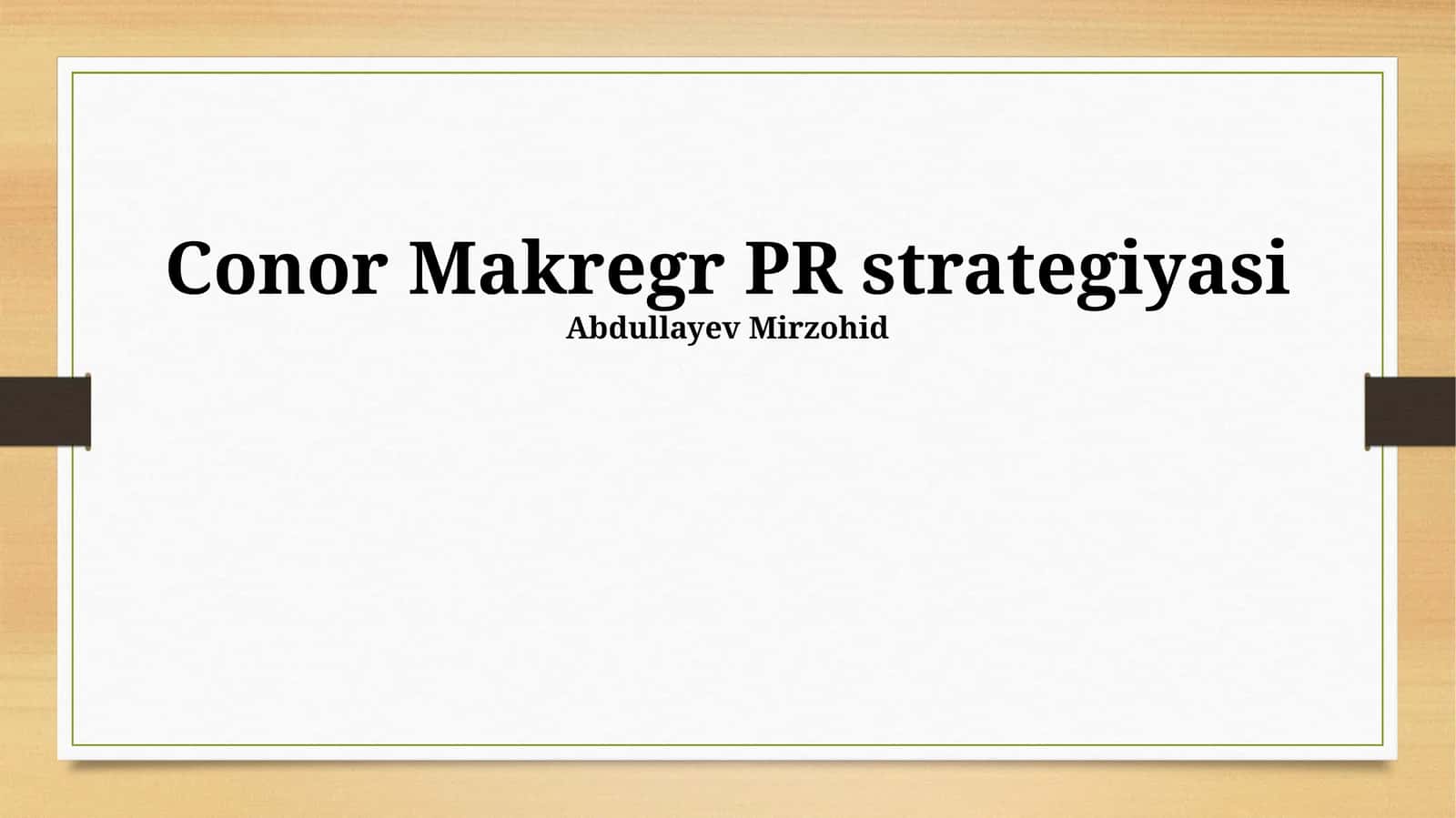 Conor Makregor PR strategiyasi