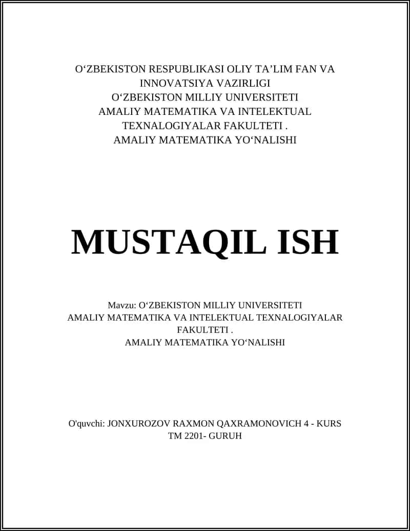 Amaliy matematikaning nazariy va amaliy asoslari