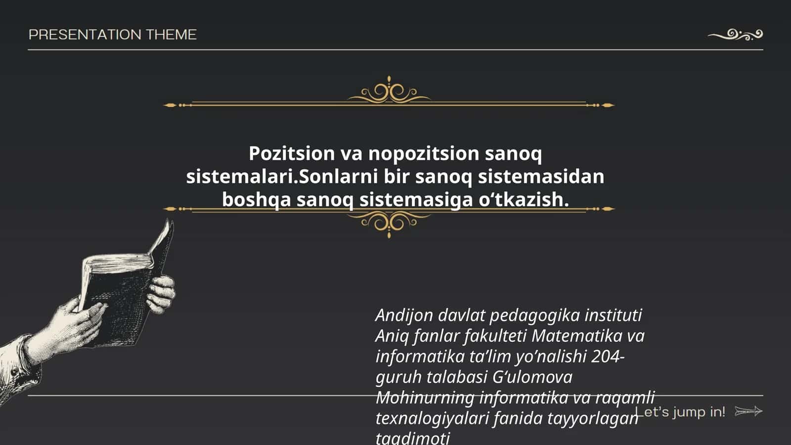 Informatika va raqamli texnalogiyalari fanida tayyorlagan taqdimoti