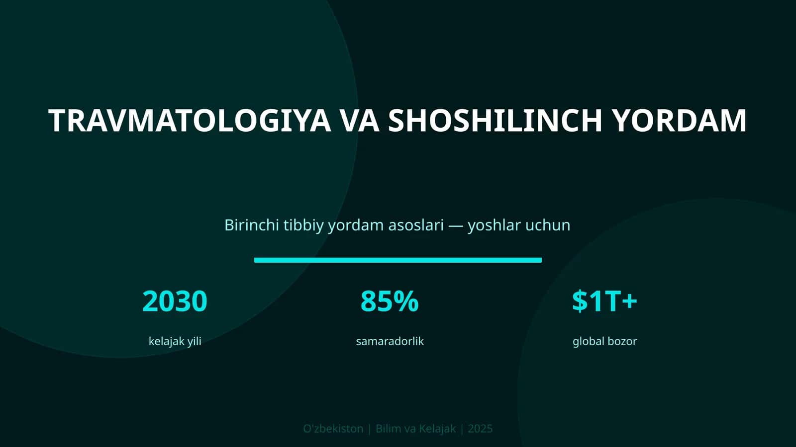 TRAVMATOLOGIYA VA SHOSHILINCH YORDAM
