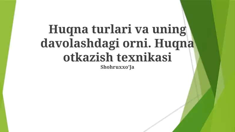 Klizma qo'llash texnikasi