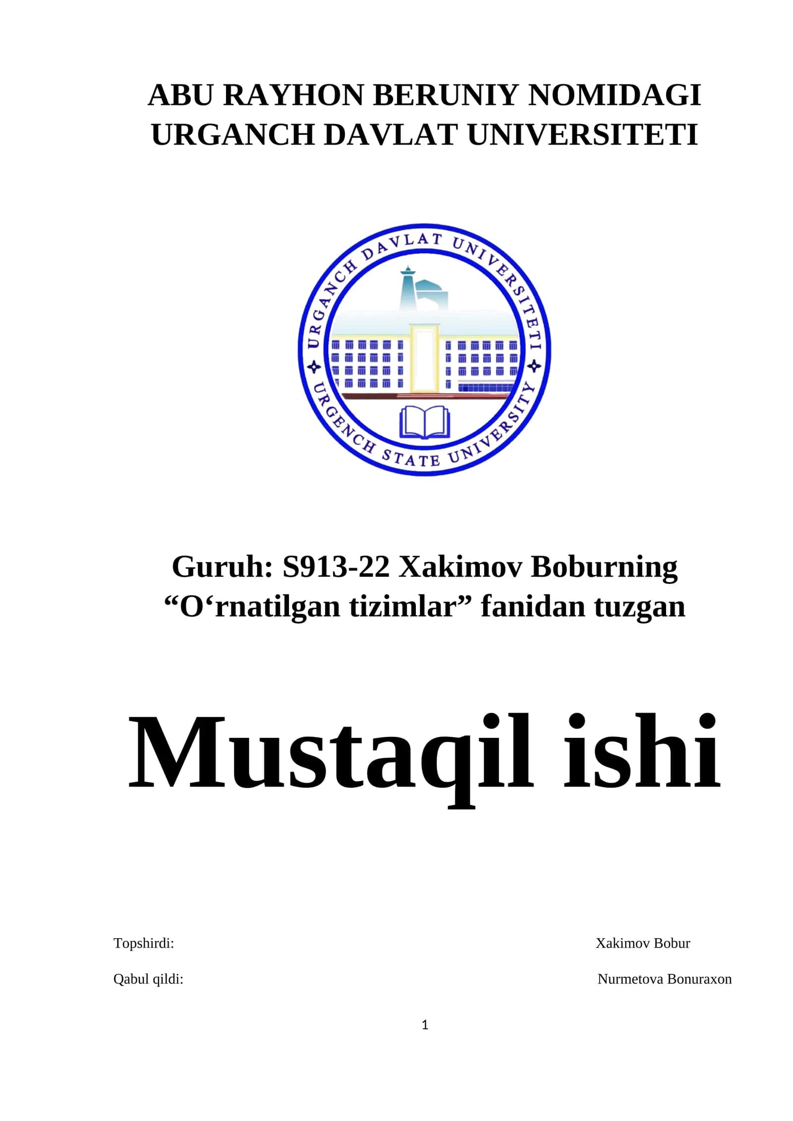 Mikrokontroller tarkibi. Mikrokontrollerni tashkillashtirish