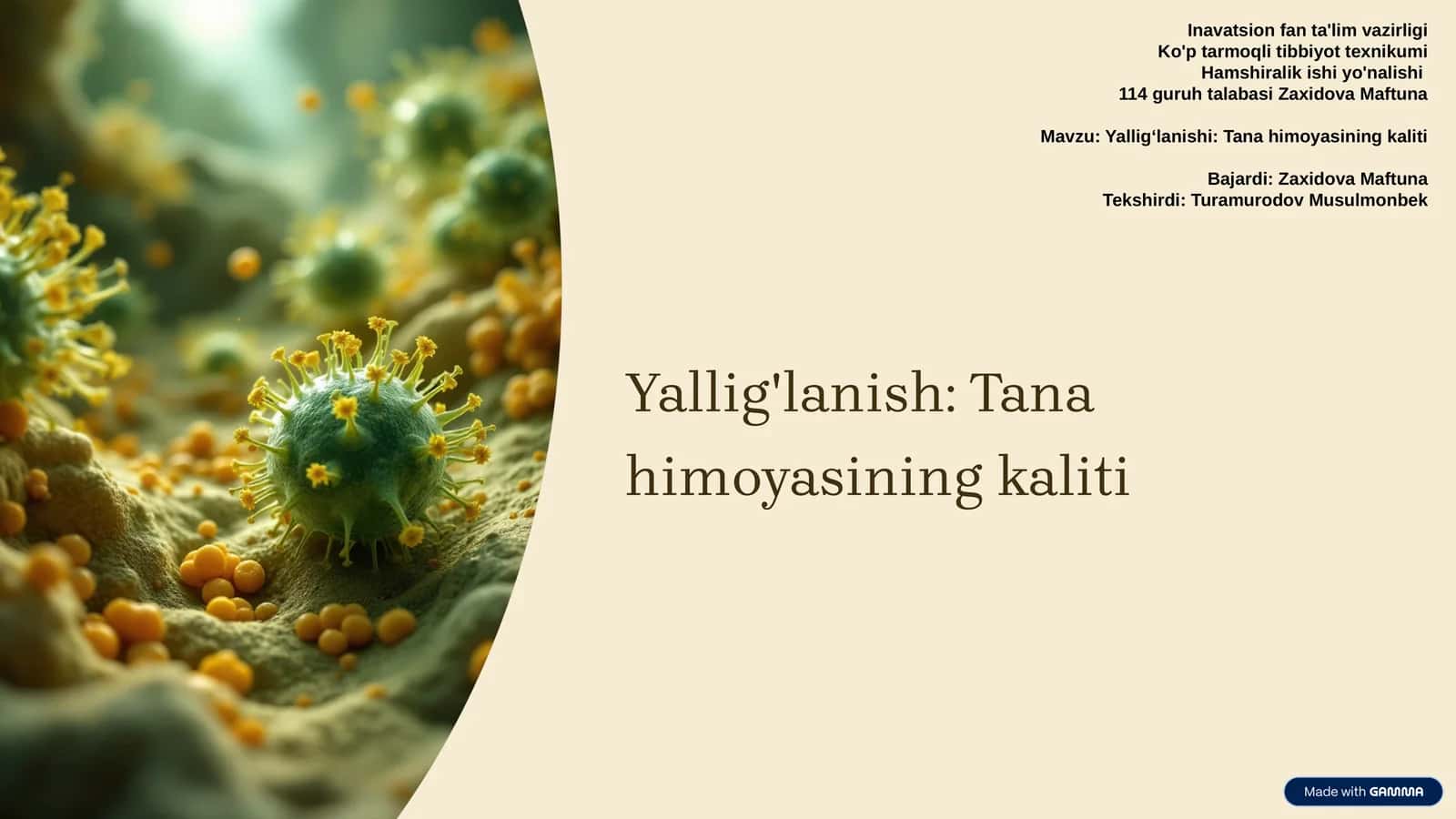 Yallig'lanishi: Tana himoyasining kaliti