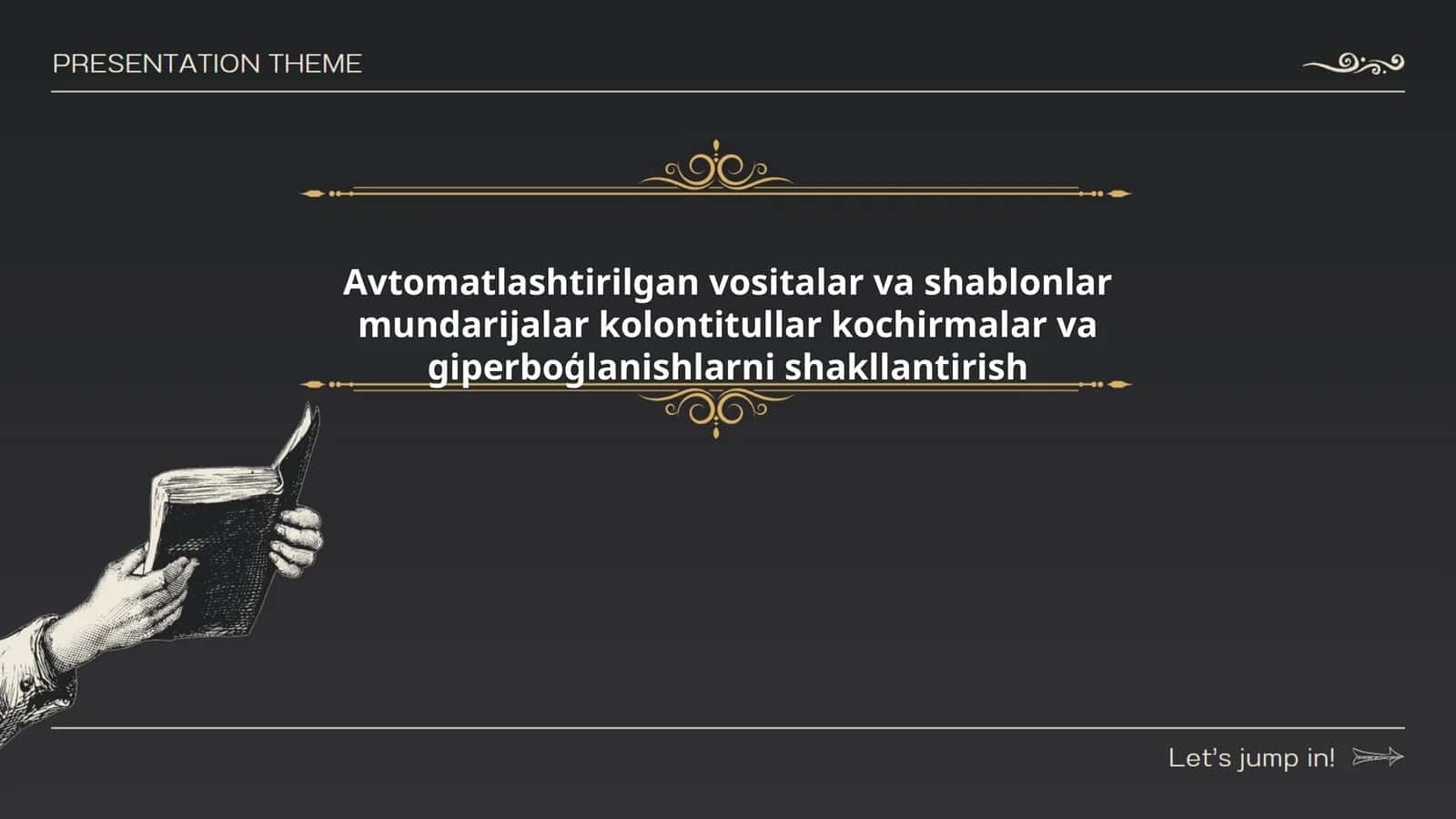 Avtomatlashtirilgan vositalar va shablonlar mundarijalar kolontitullar kochirmalar va giperboģlanishlarni shakllantirish