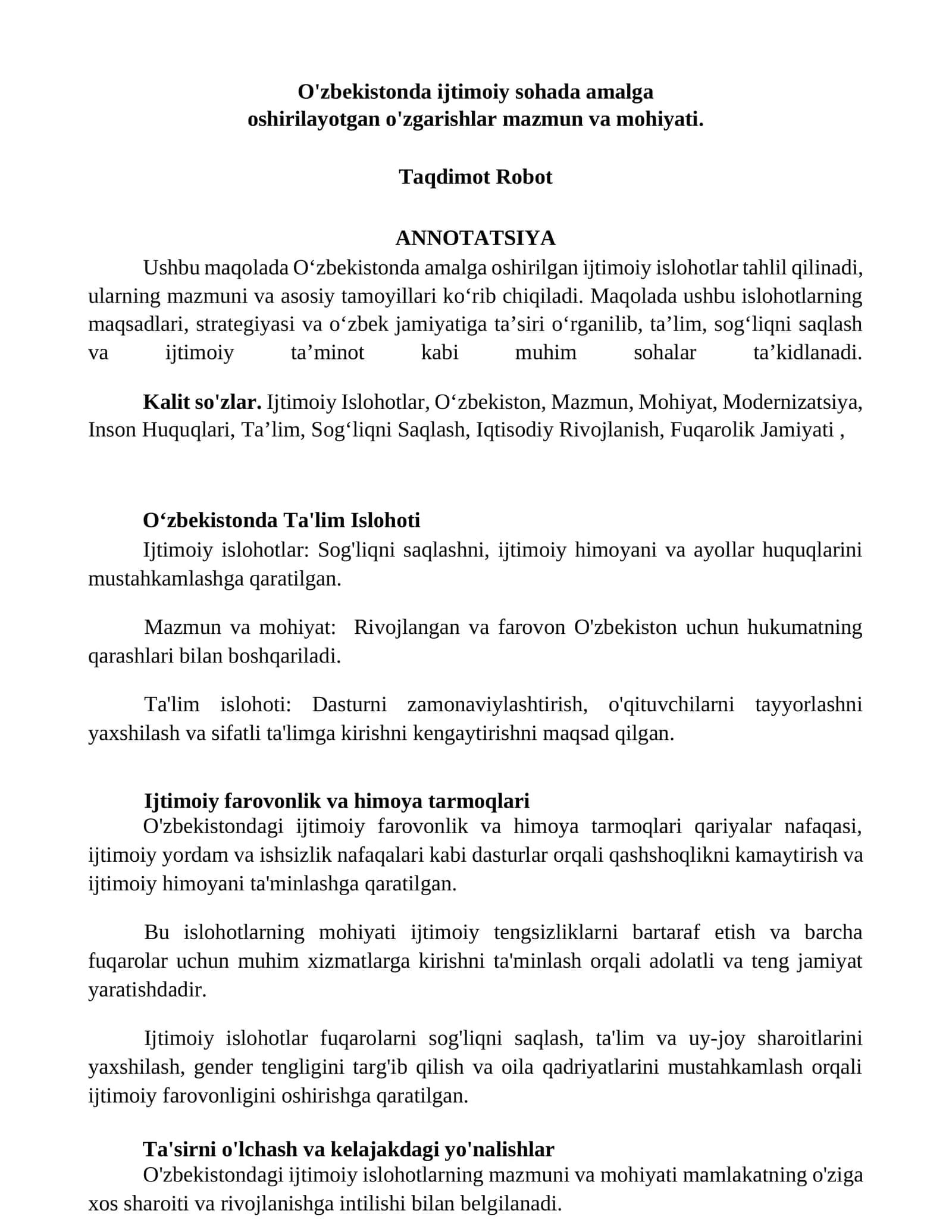 Oʻzbekistonda Ta'lim Islohoti