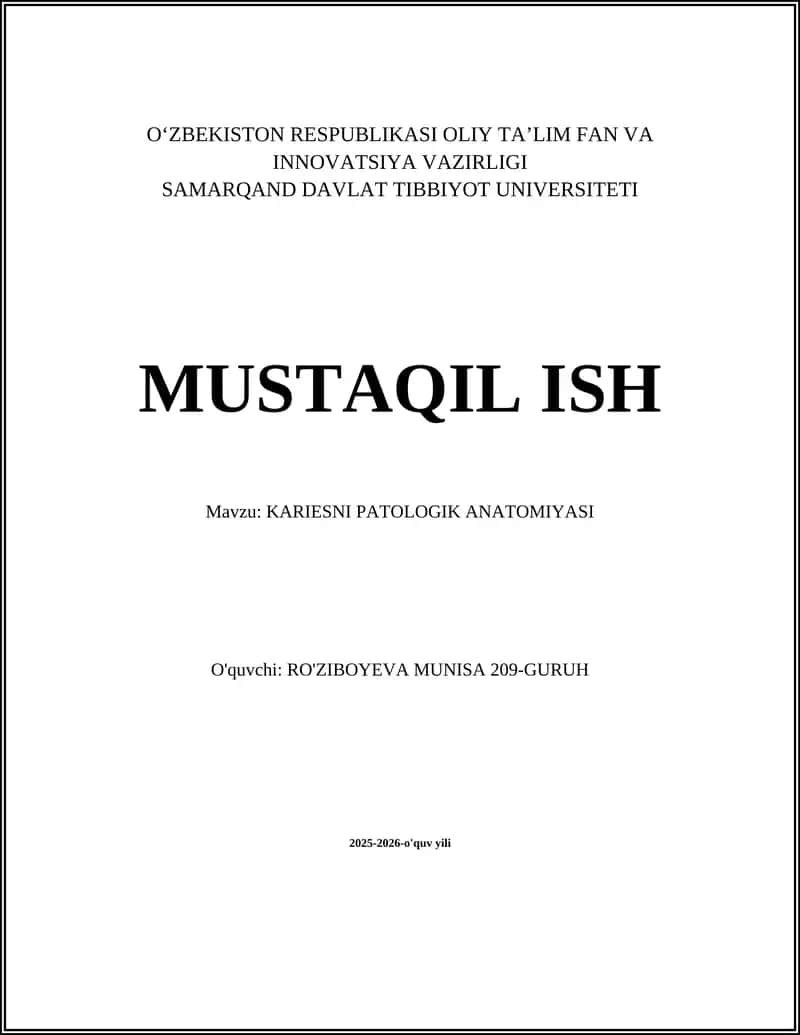 KARIESNI PATOLOGIK ANATOMIYASI