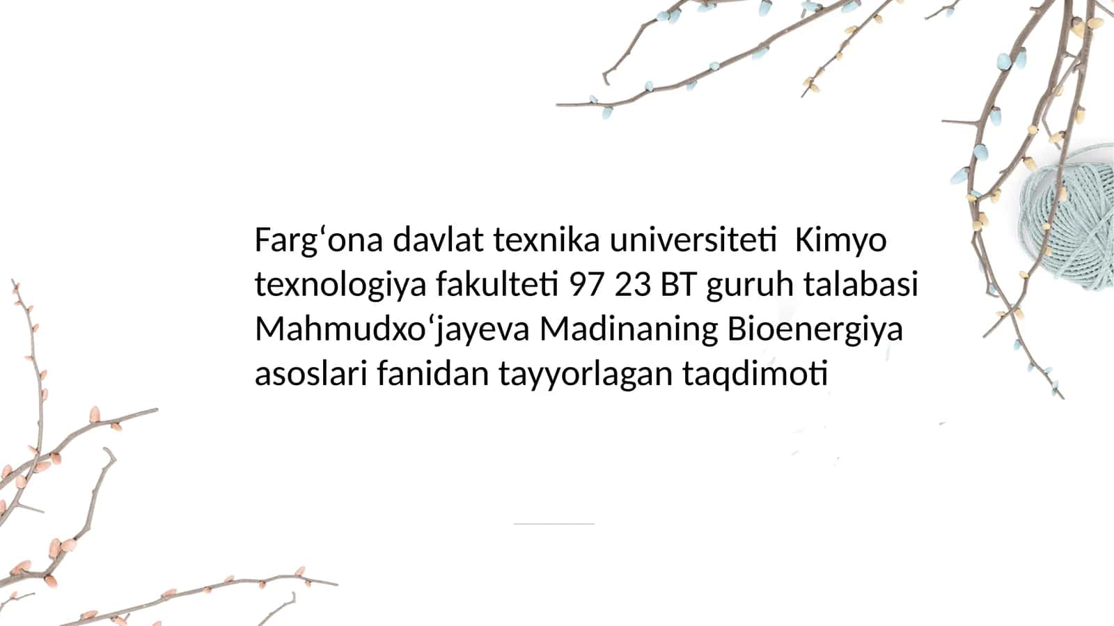 Biomassani anaerob parchalanish orqali energiyaga aylantirish jarayoni