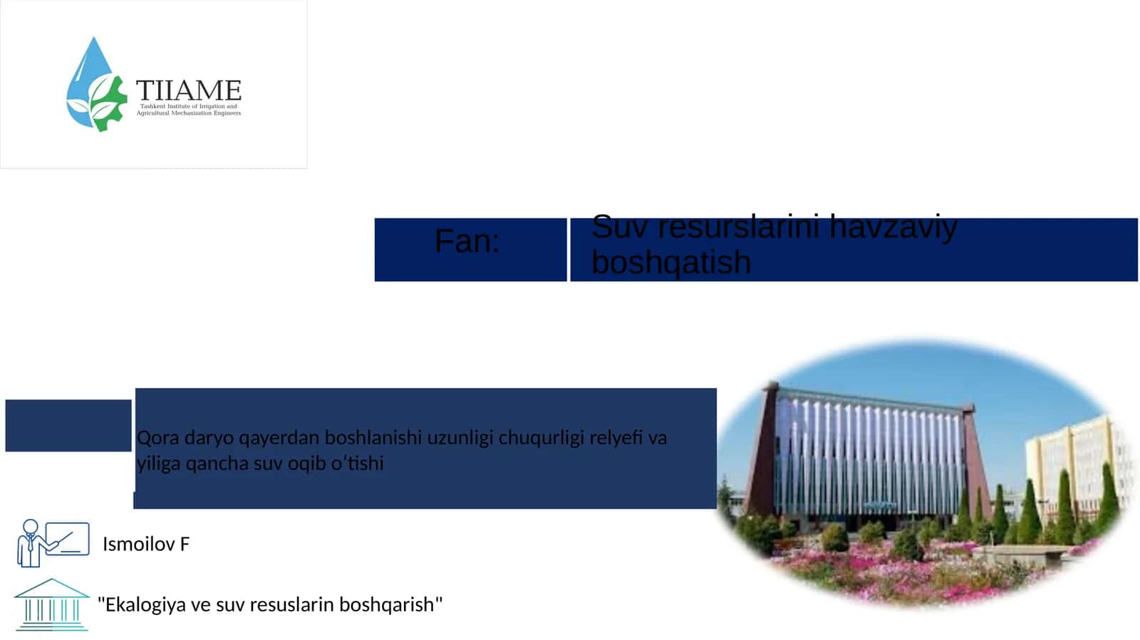 Ekologiya ve suv resuslarin boshqarish