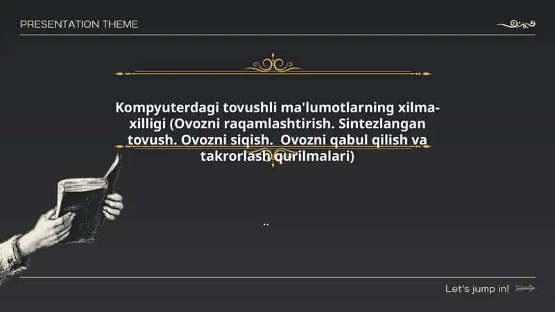Kompyuterdagi tovushli ma'lumotlarning xilma-xilligi