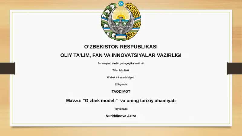Oʻzbek modeli va uning tarixiy ahamiyati