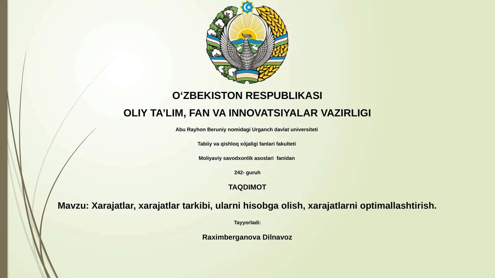 Xarajatlar, xarajatlar tarkibi, ularni hisobga olish, xarajatlarni optimallashtirish