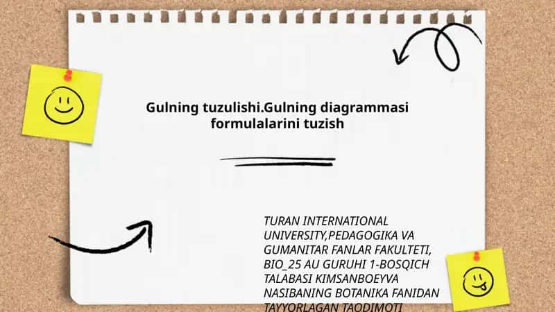 Gulning tuzulishi.Gulning diagrammasi formulalarini tuzish