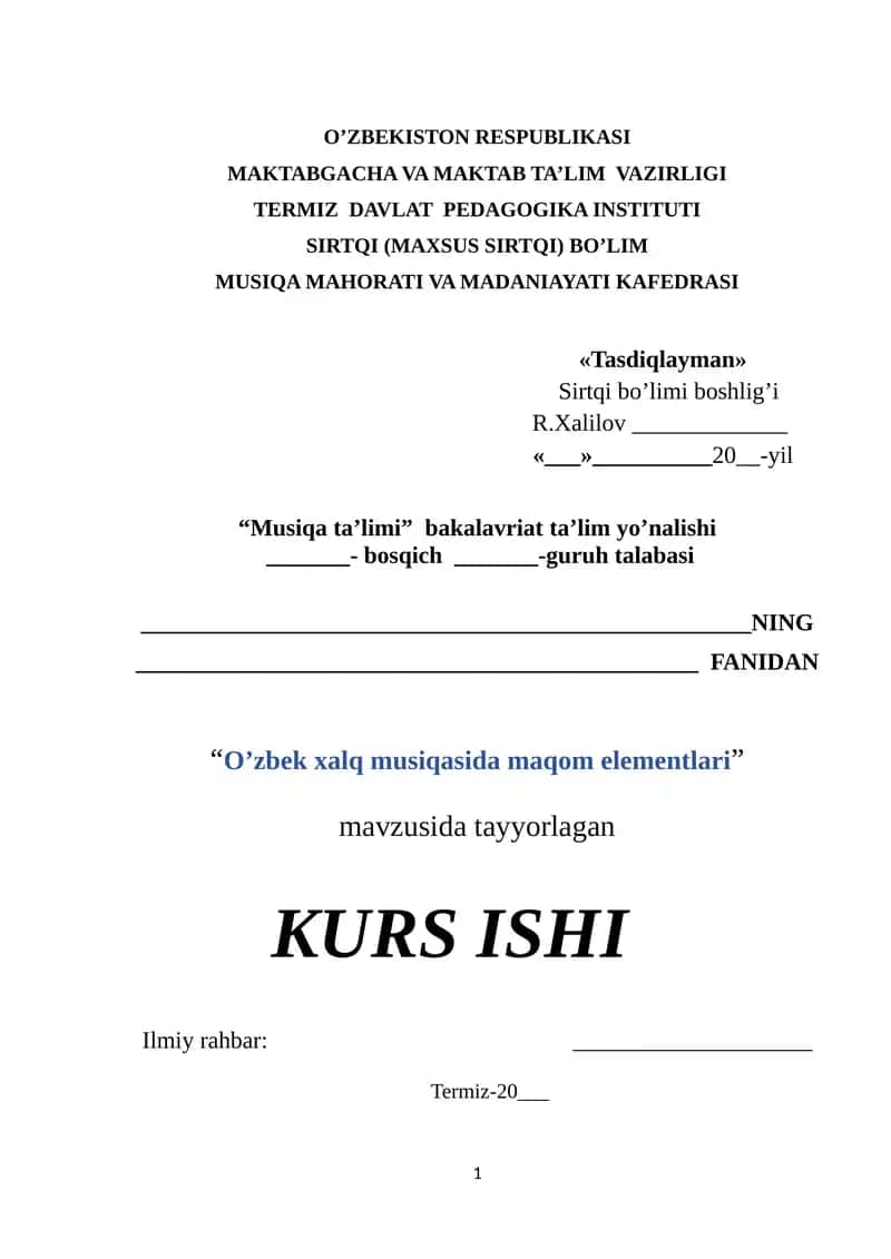 O’zbek xalq musiqasida maqom elementlari