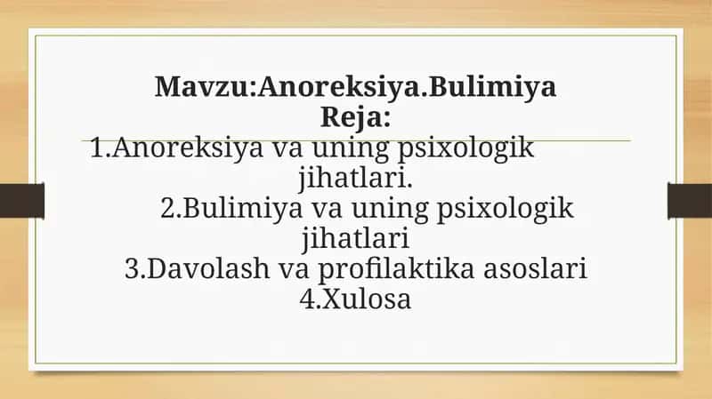 Anoreksiya va Bulimiya