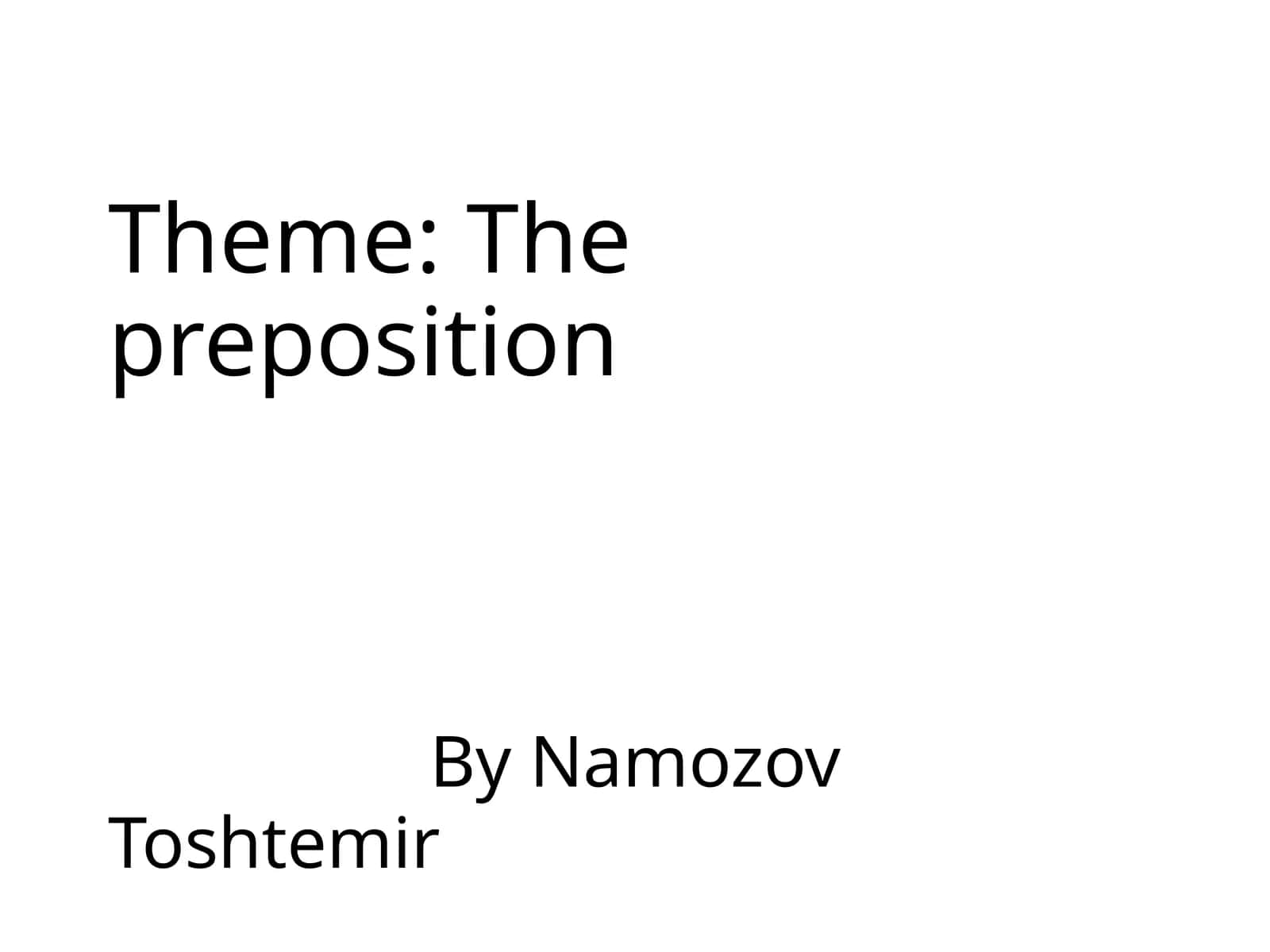 The preposition