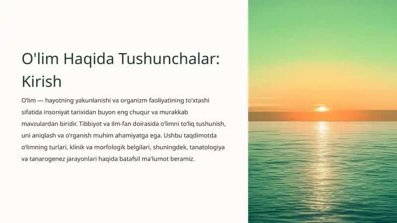 O'lim Haqida Tushunchalar