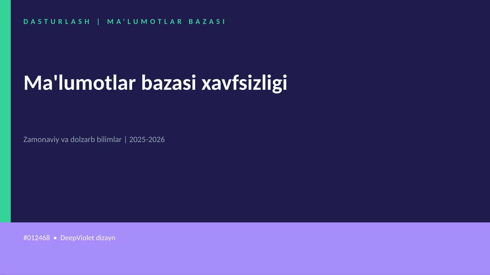 Ma'lumotlar bazasi xavfsizligi