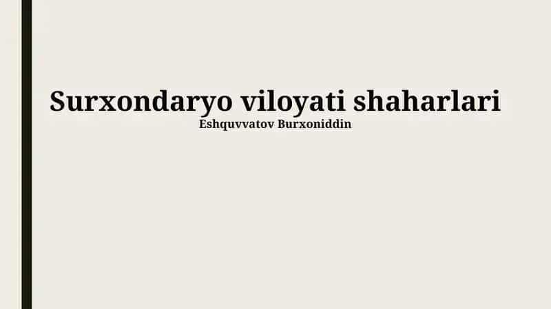 Surxondaryo viloyati shaharlari