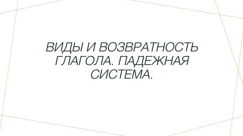 Виды и возвратность глагола. Падежная система.