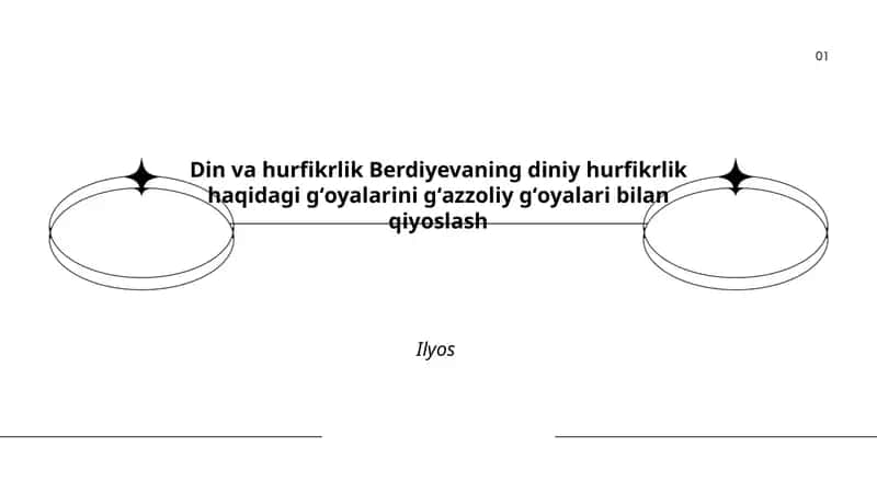 Din va hurfikrlik Berdiyevaning diniy hurfikrlik haqidagi gʻoyalarini gʻazzoliy gʻoyalari bilan qiyoslash Ilyos