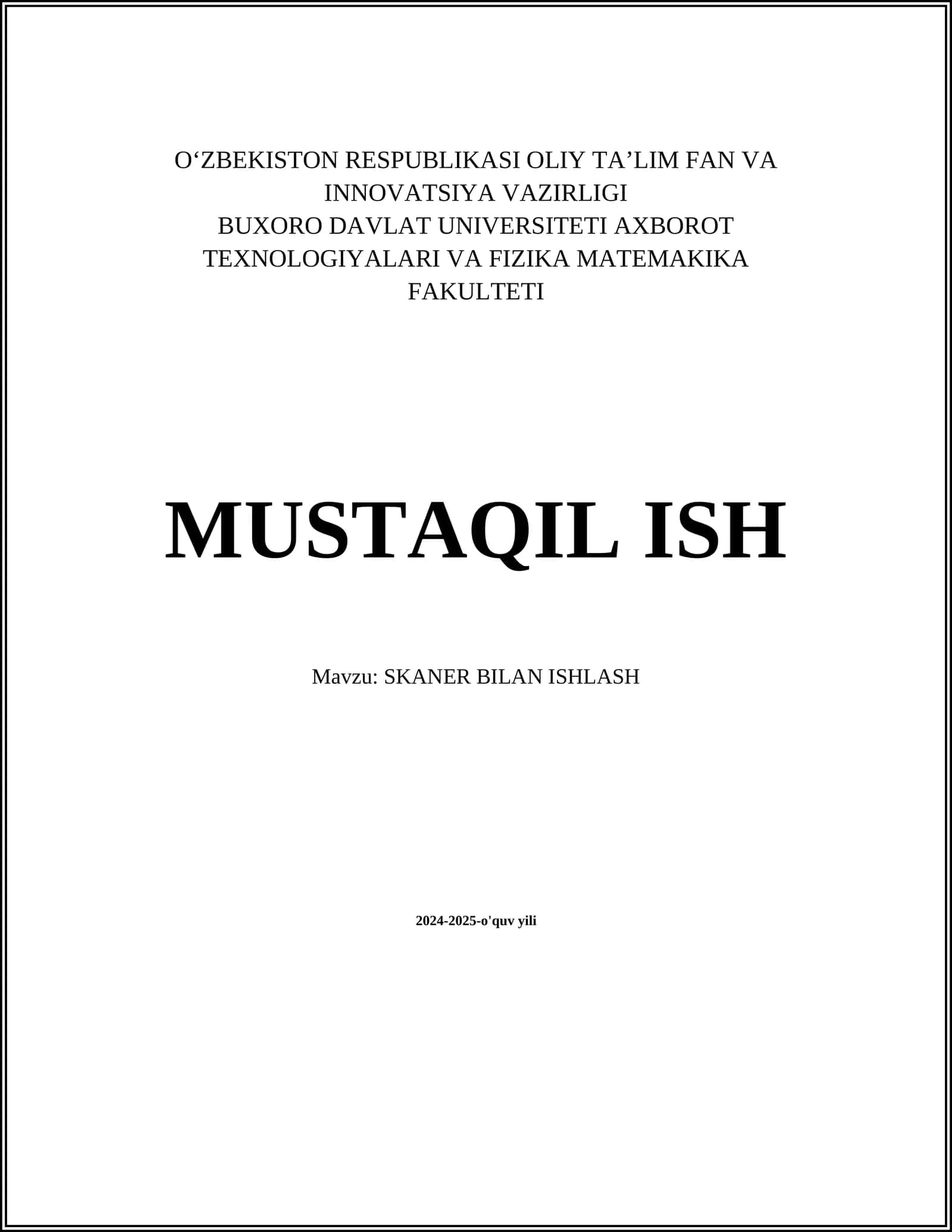 SKANER BILAN ISHLASH