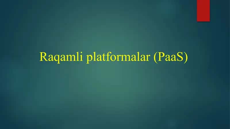 Raqamli platformalar (PaaS)