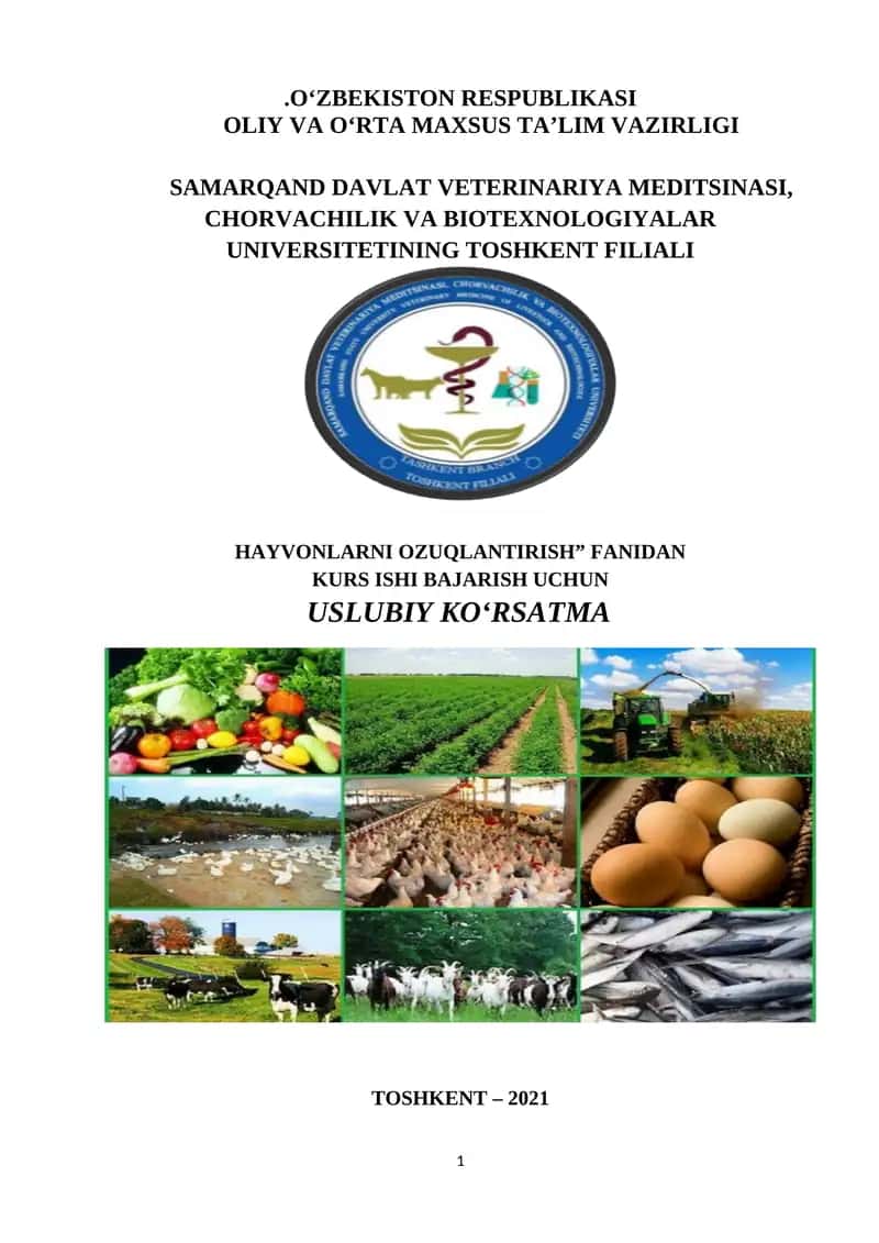 Uslubiy ko‘rsatma 5410600-Zooinjeneriya (turlari bo‘yicha) yo‘nalishi