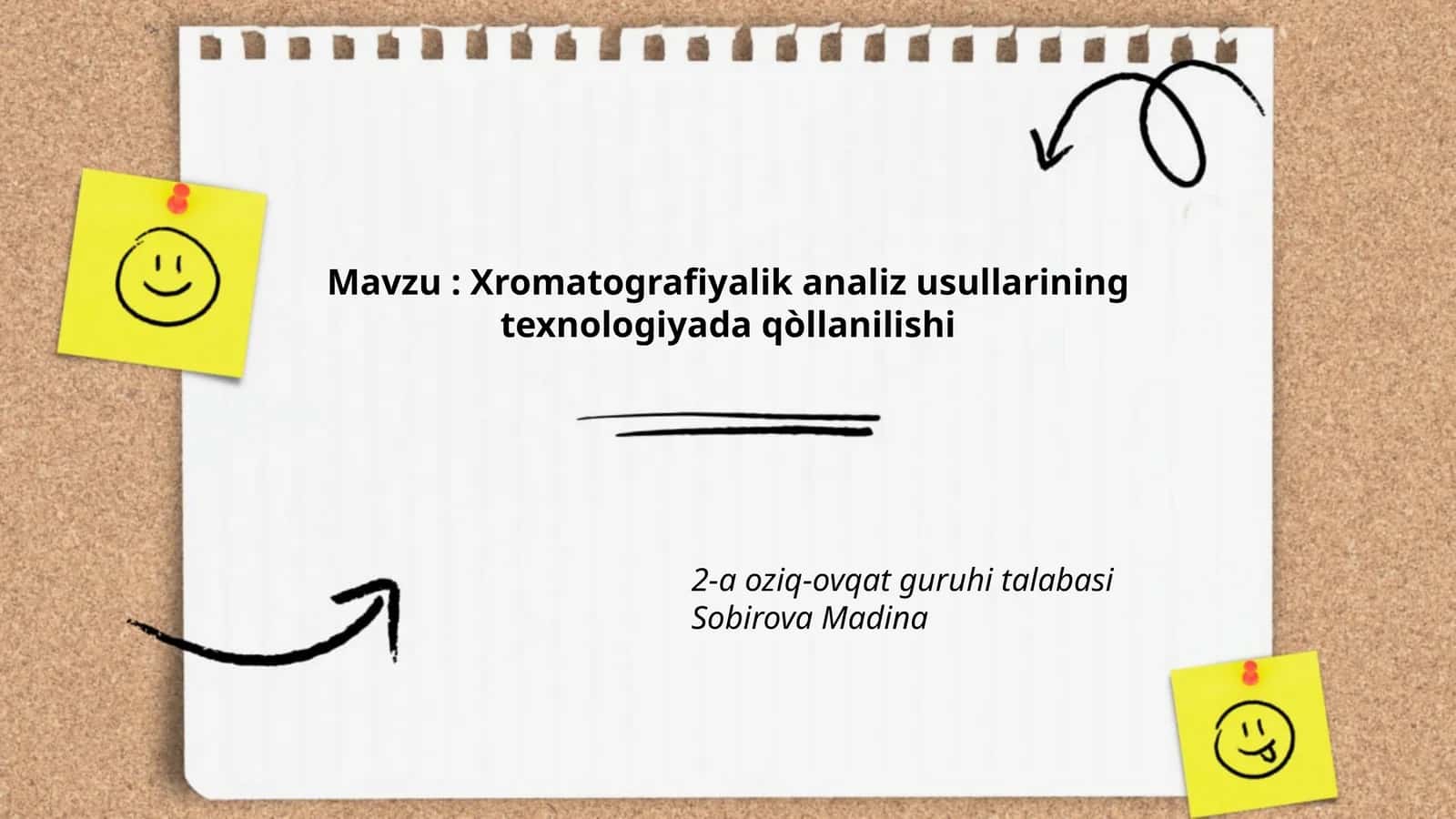Xromatografiyalik analiz usullarining texnologiyada qòllanilishi