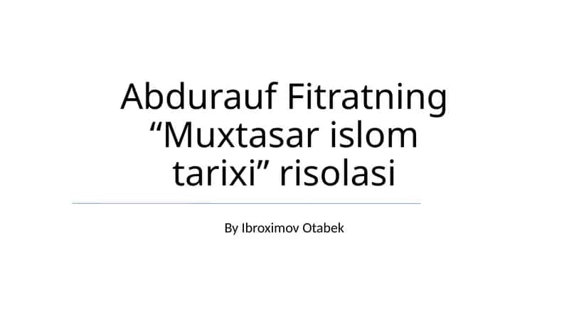 Muxtasar islom tarixi