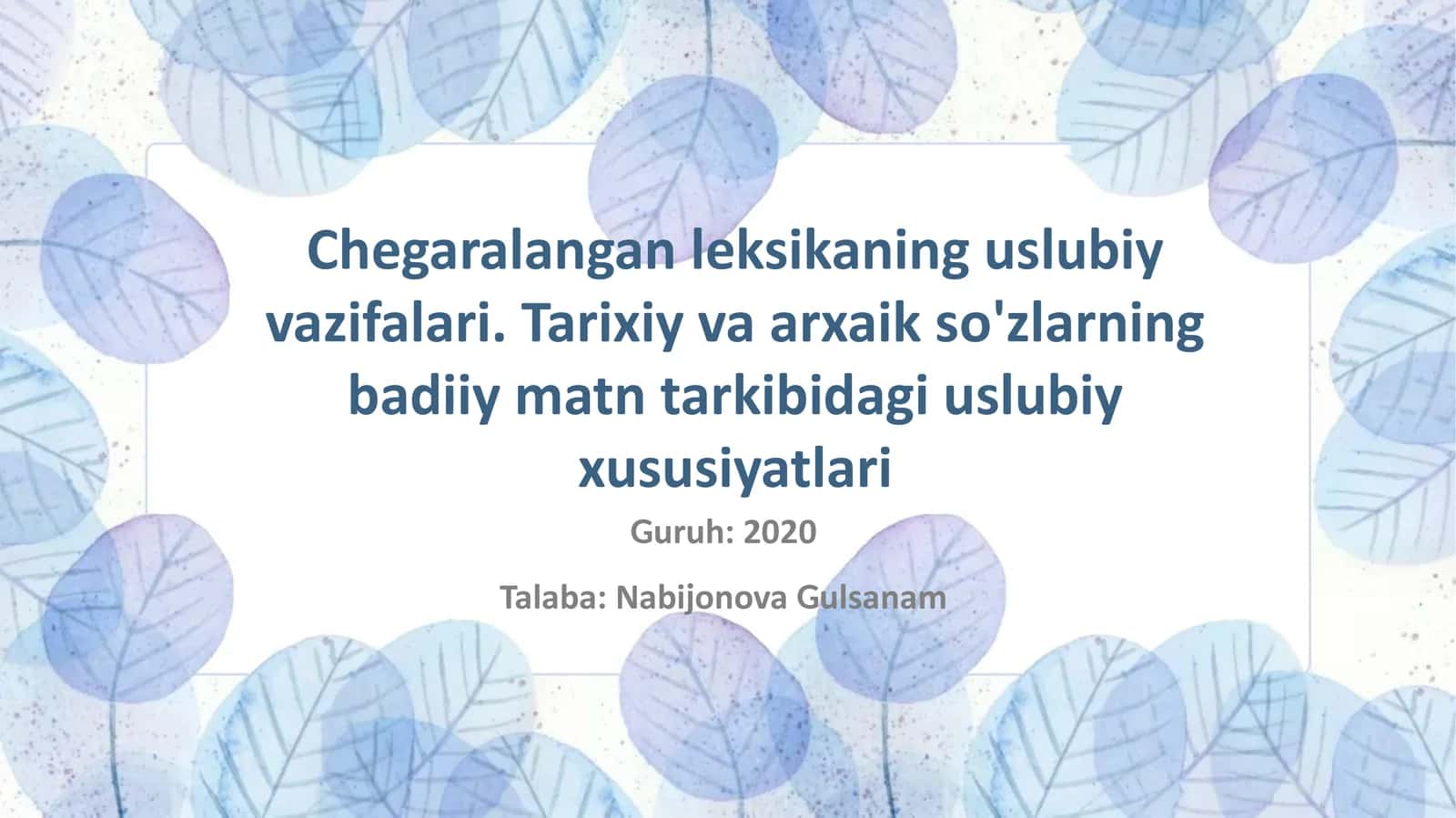 Chegaralangan leksikaning uslubiy vazifalari