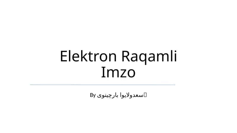 Elektron Raqamli Imzo