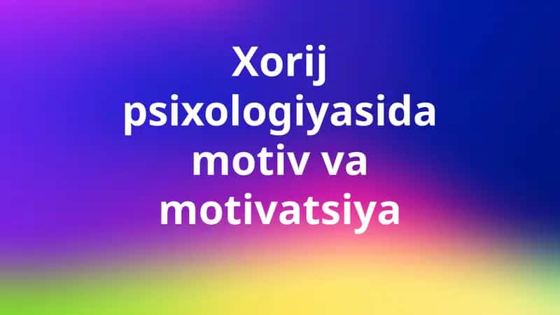 Xorij psixologiyasi