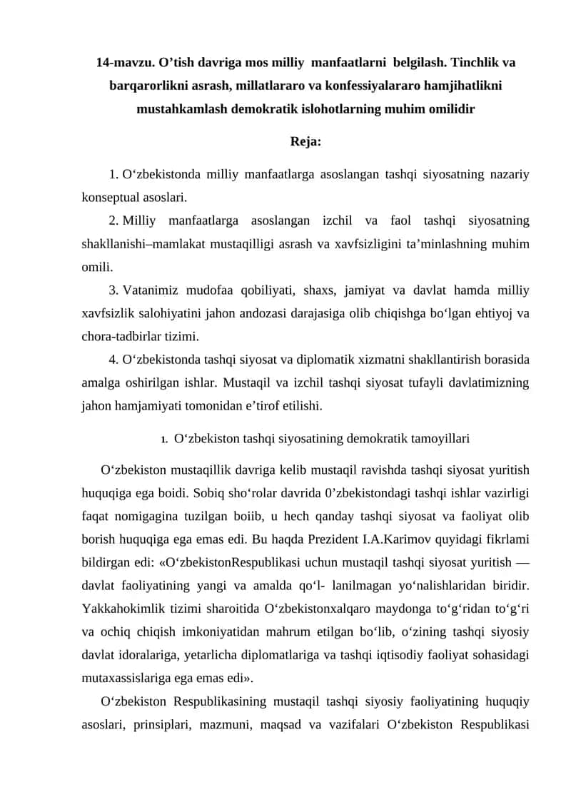 Tashqi siyosat va diplomatik xizmatni shakllantirish borasida amalga oshirilgan ishlar