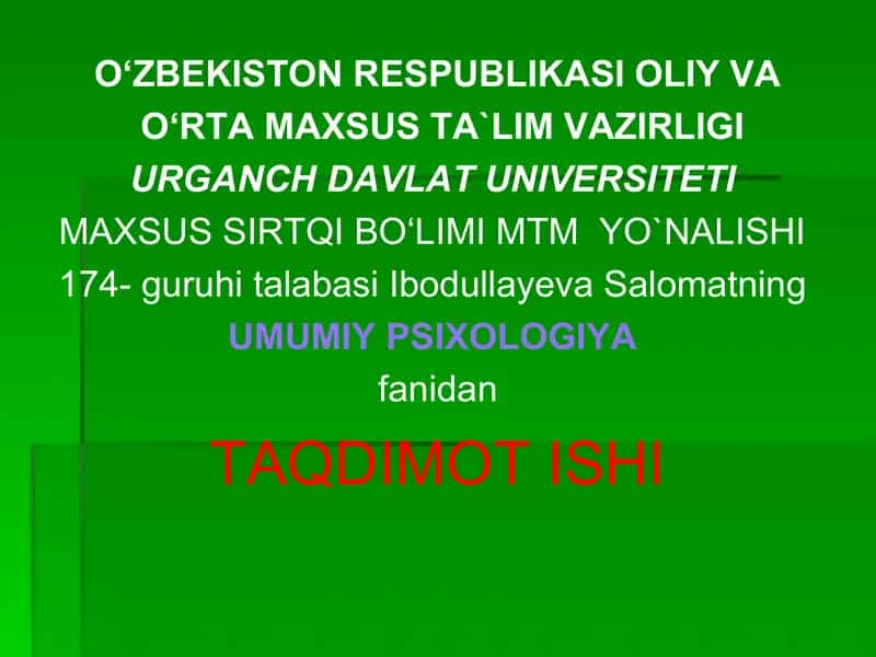 Idrokning Maxsus Tushunchalari va Xossalari