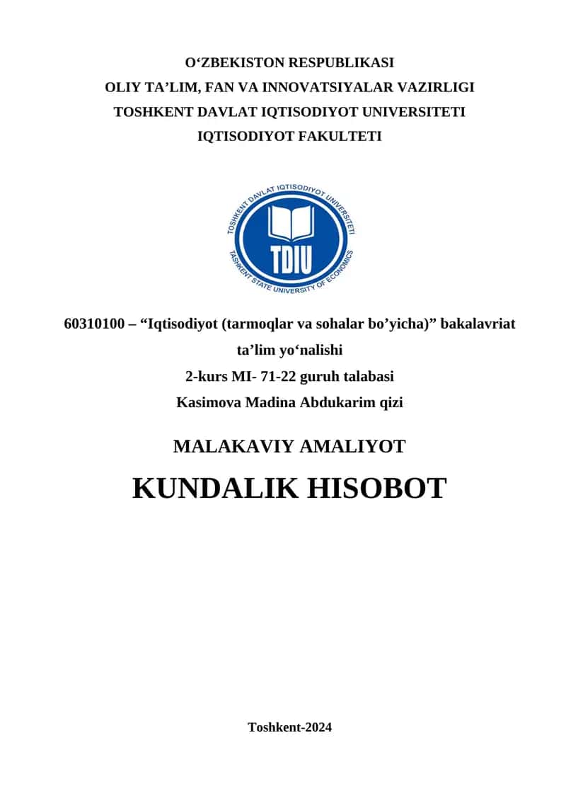 MALAKAVIY AMALIYOT