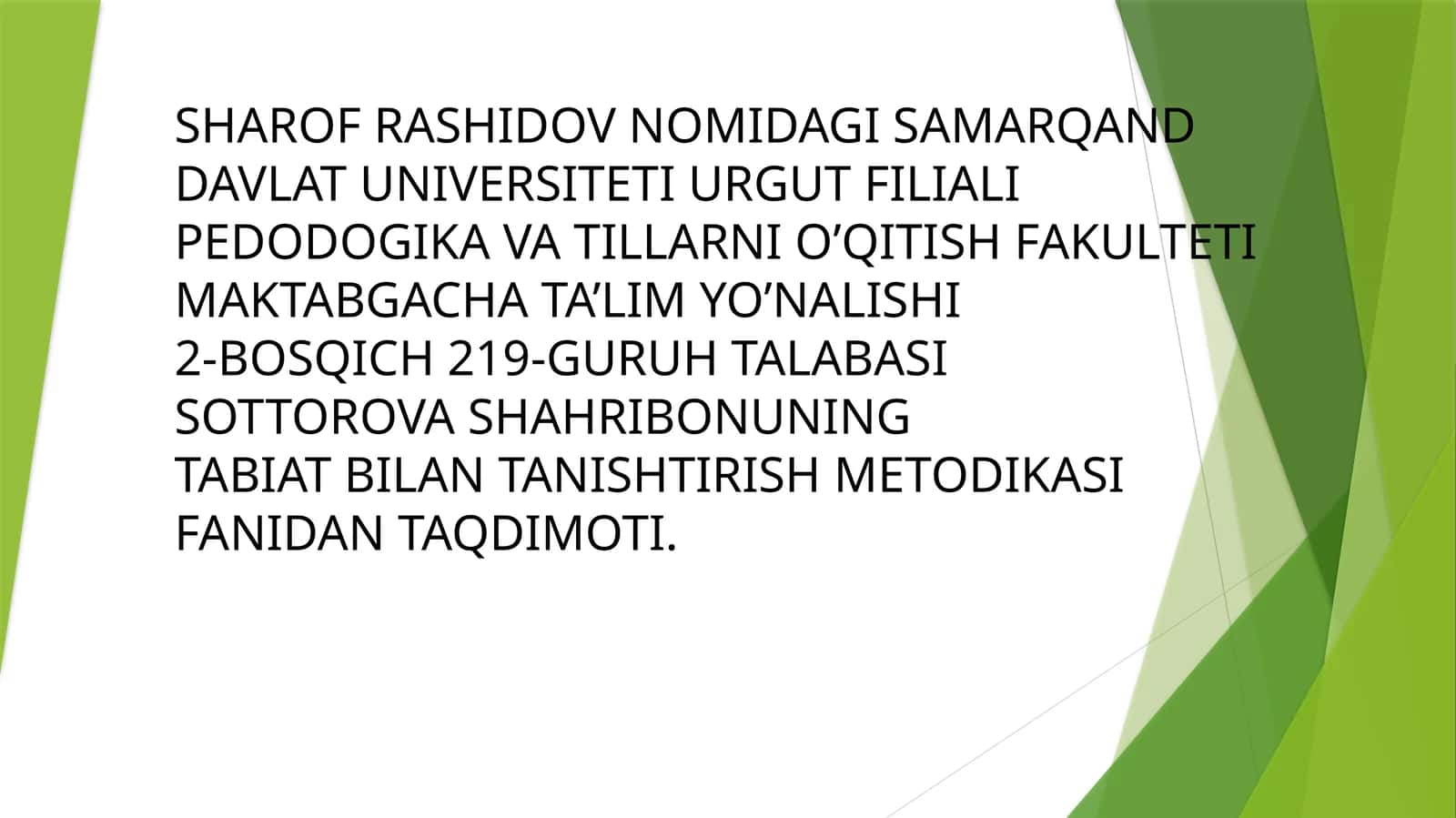 Kichik guruhda tabiatga oid o'yinlar tashkil etishning mashg'ulot ishlanmalarini tuzish
