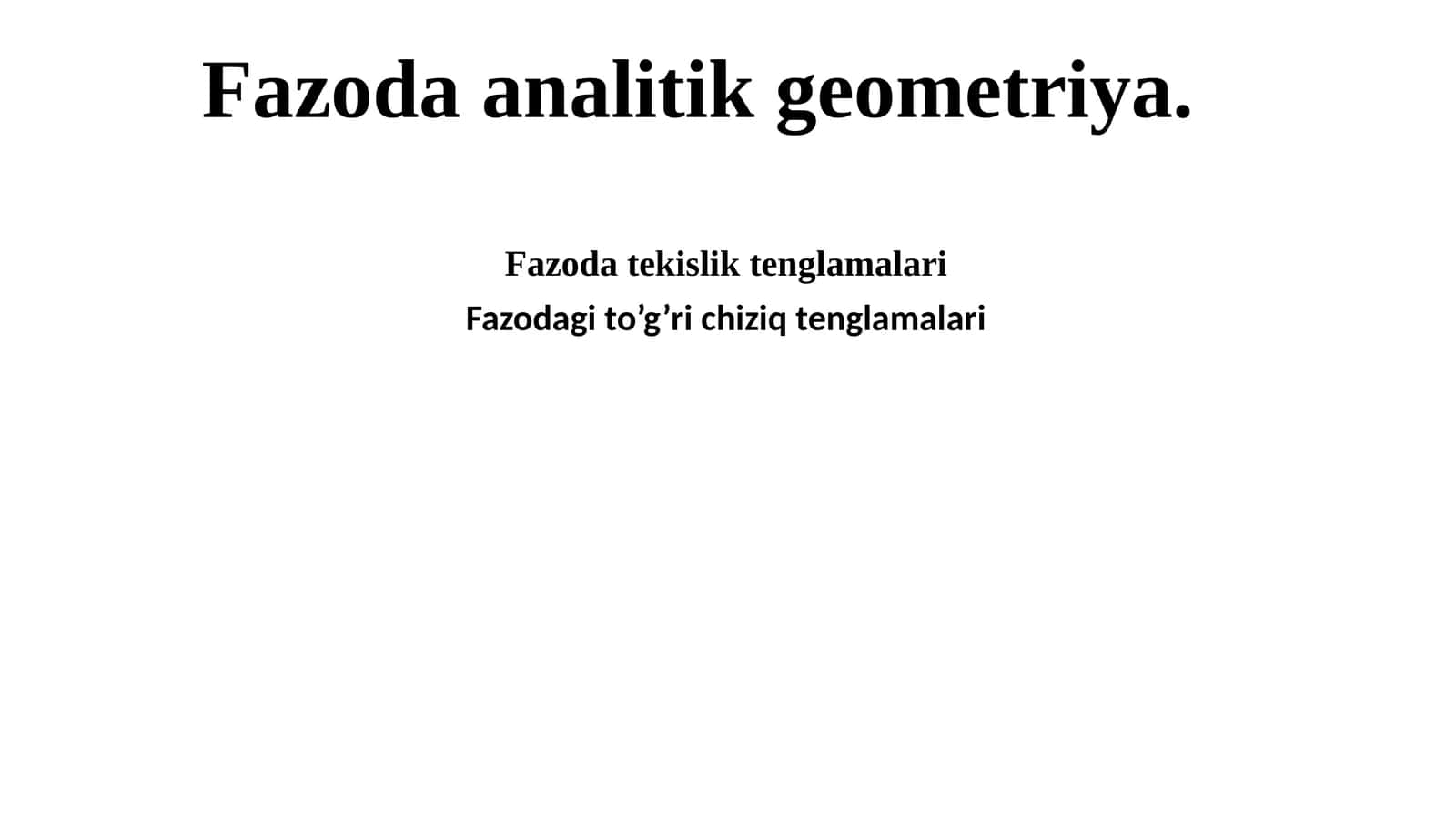 Fazoda analitik geometriya